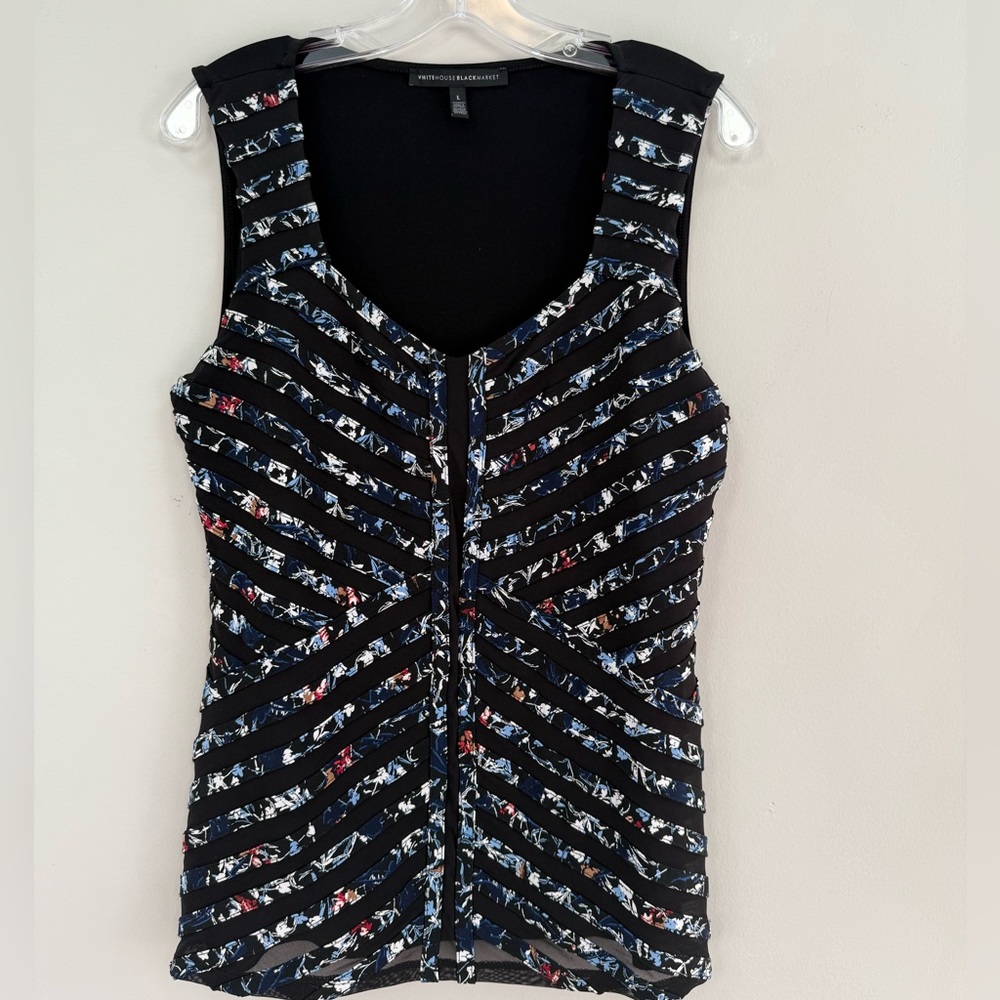 White House Black Market Sleeveless Multi-Color Squared-V-Neck Shell -Size L - Picture 9 of 10